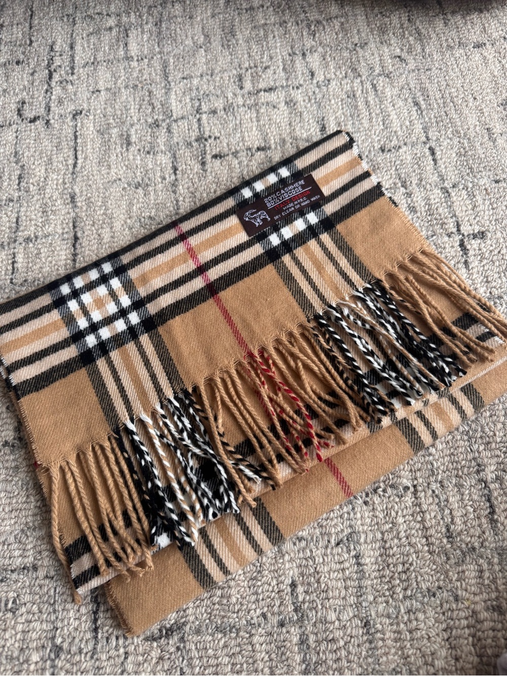 Italy Design Cashmere Blend plaid scarf